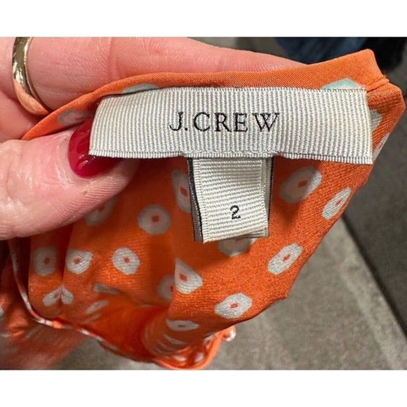 J. Crew Orange and White Polka Dot Blouse - Picture 3 of 3
